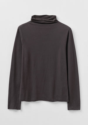 High Neck Soft Cotton Tee | Charcoal