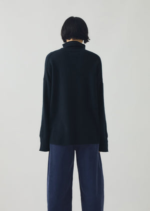 Roll Neck Wool Cashmere Sweater | Ink Blue