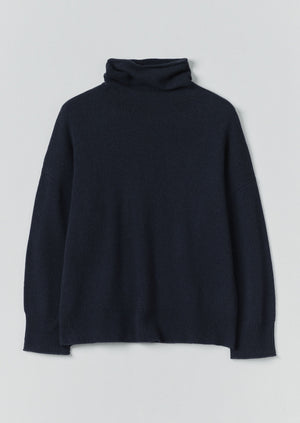 Roll Neck Wool Cashmere Sweater | Ink Blue
