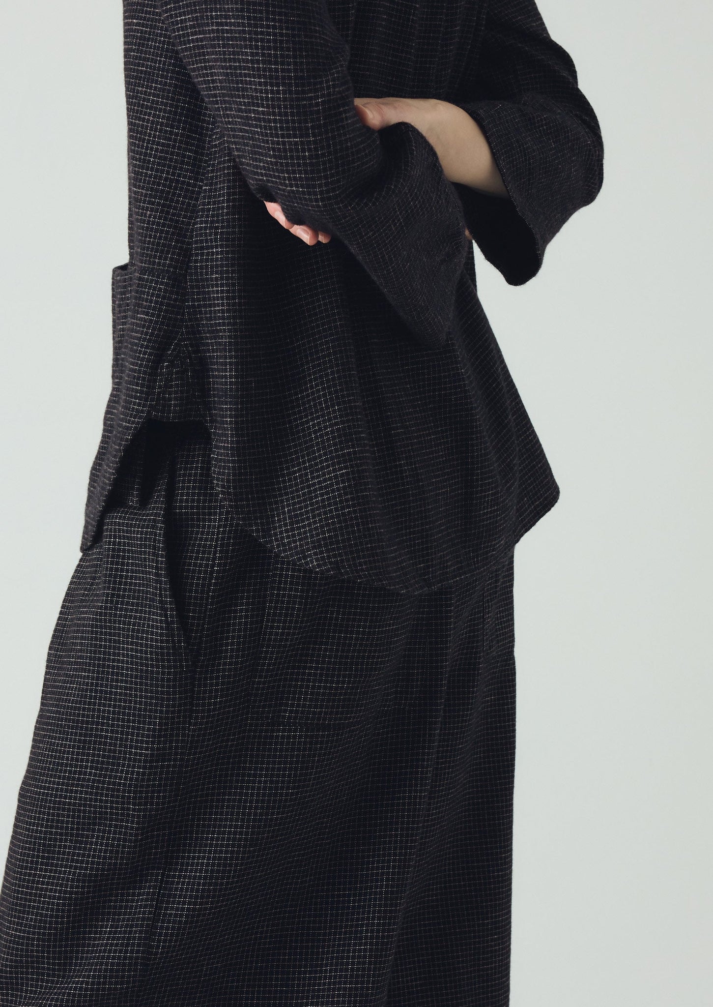 Cotton Cashmere Check Shirt | Black/Ecru