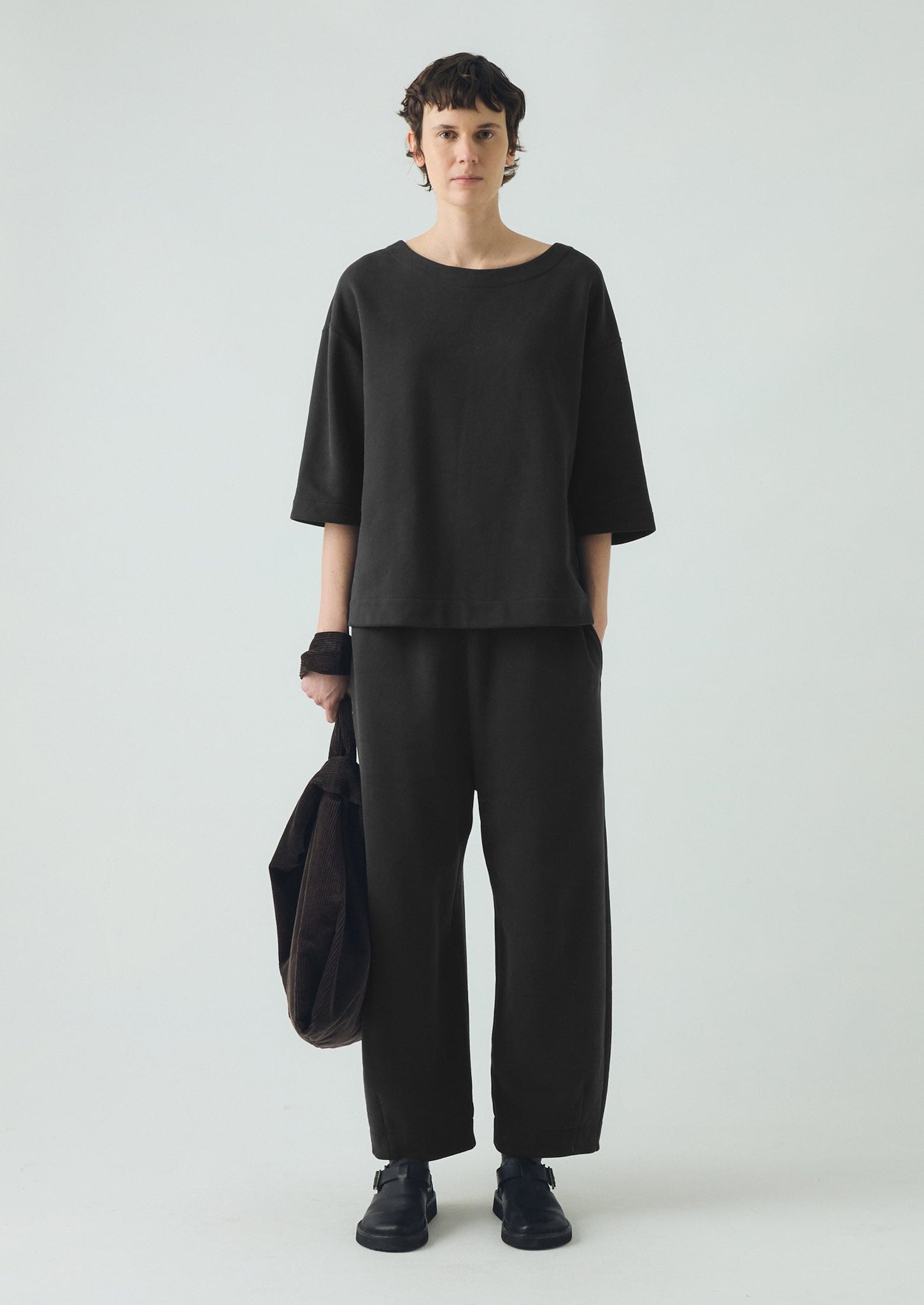 Jersey Barrel Leg Trousers | Black Pepper