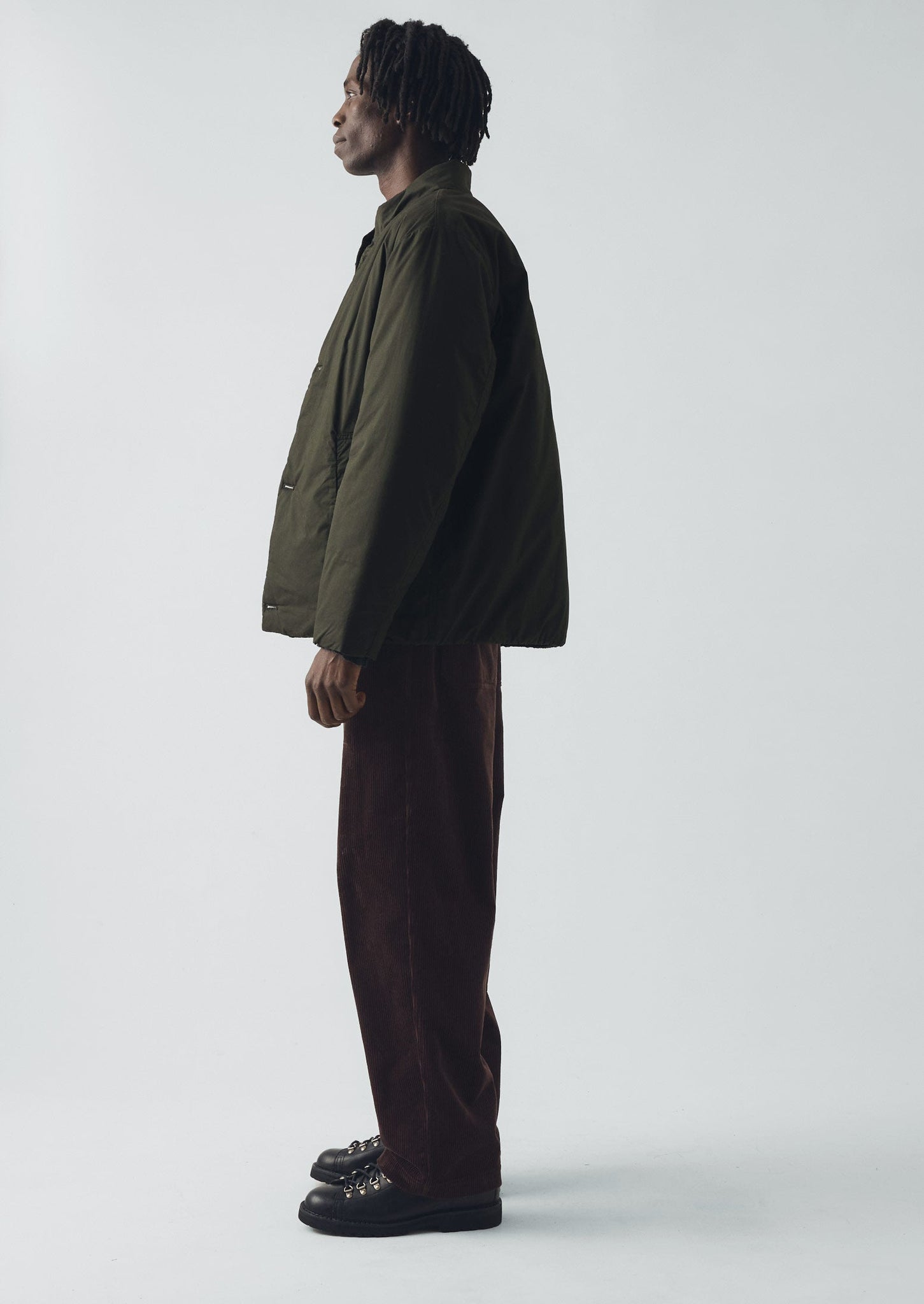 Padded Stand Collar Jacket | Iron Green