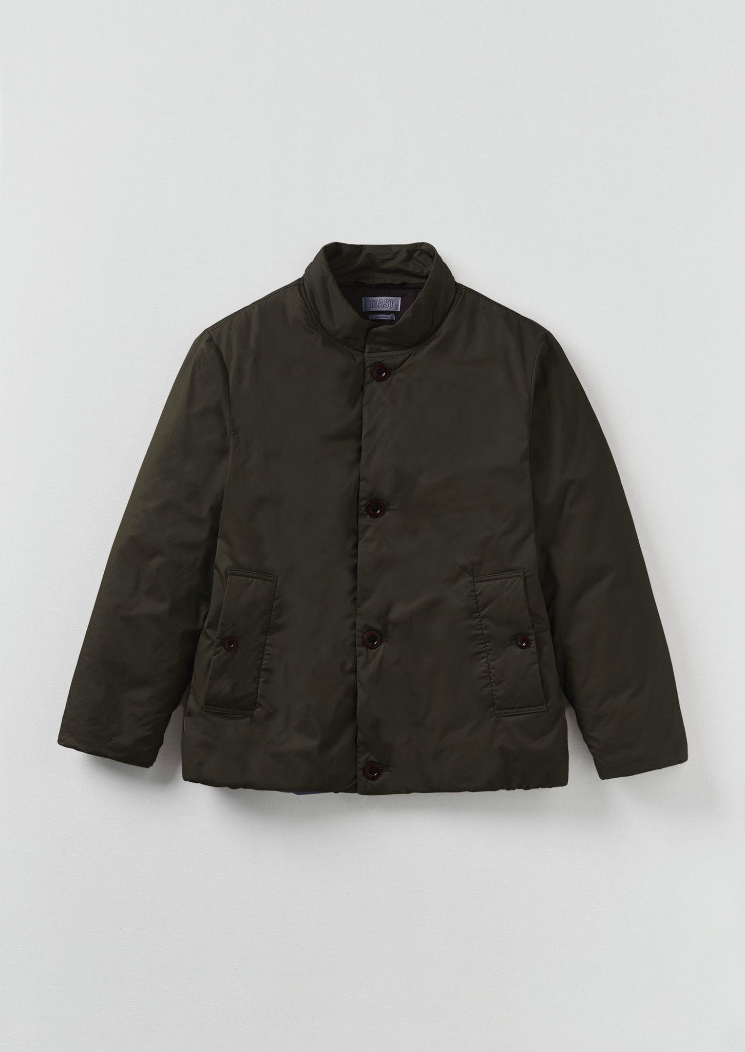 Padded Stand Collar Jacket | Iron Green