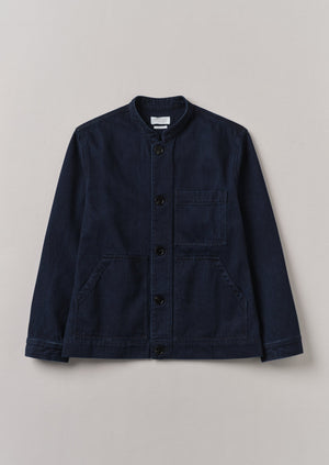 Stand Collar Japanese Denim Jacket | Indigo