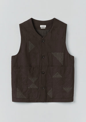 Patchwork Kantha Gilet | Pine