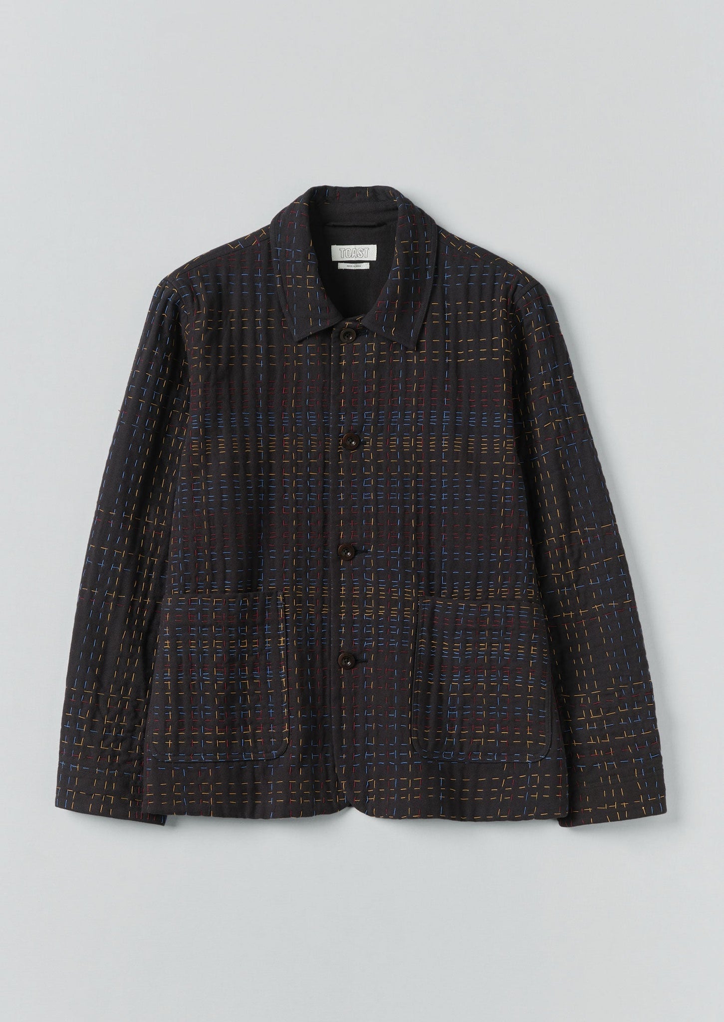 Kantha Stitch Tweed Jacket | Slate