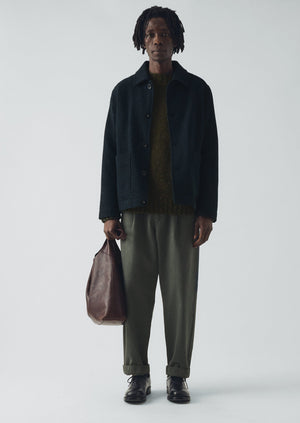 Brick Block Check Wool Chore Jacket | Charcoal/Blue