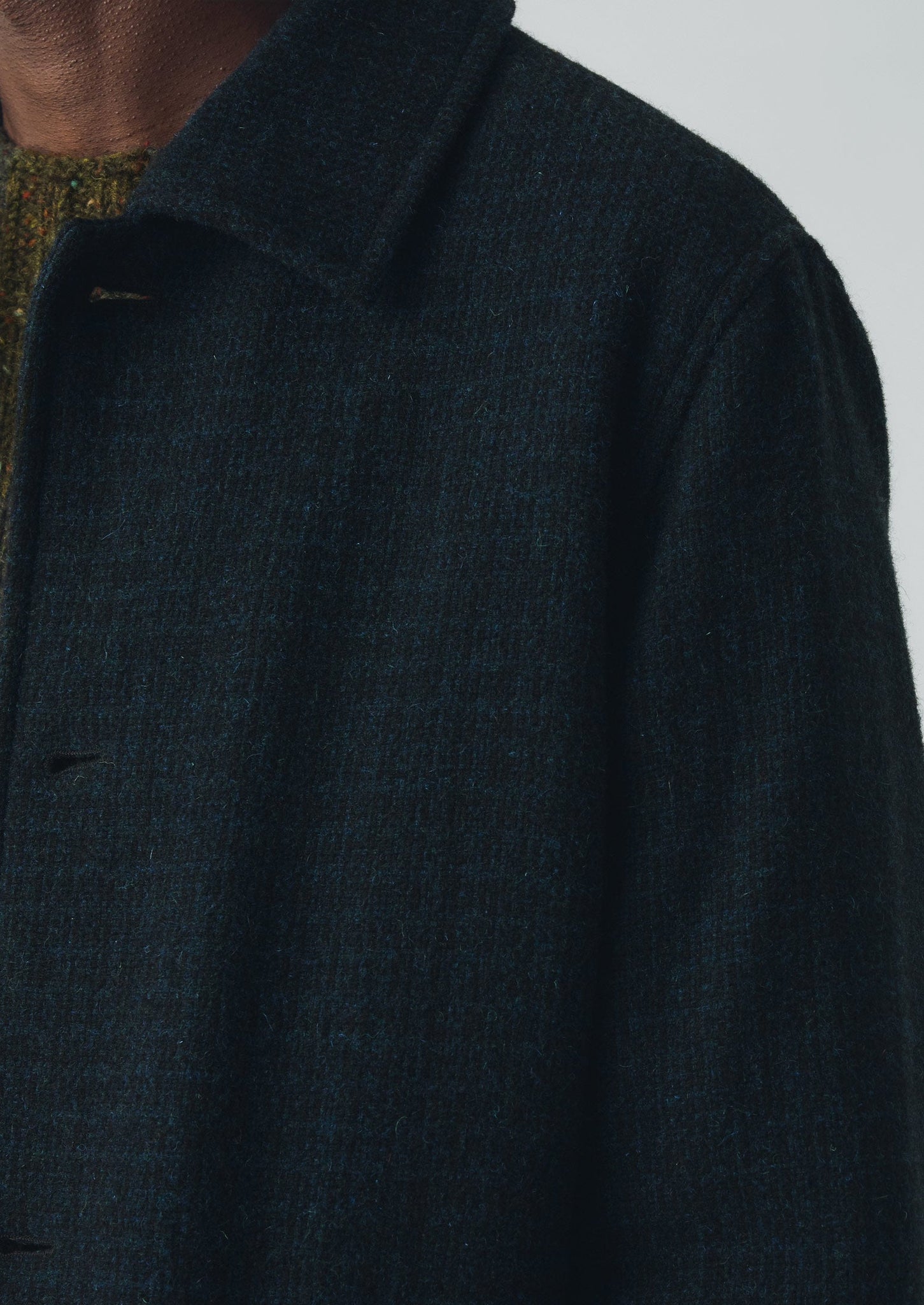 Brick Block Check Wool Chore Jacket | Charcoal/Blue