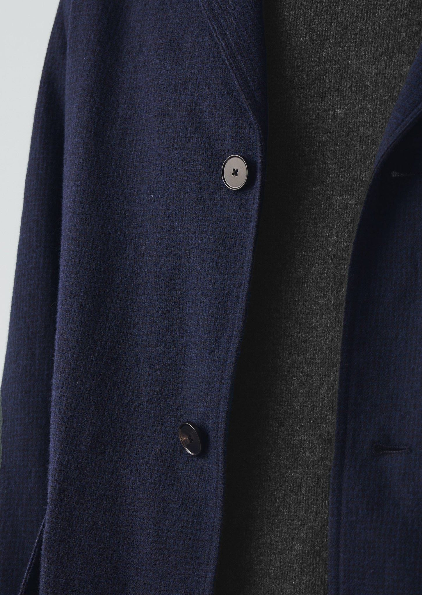 Houndstooth Cotton Wool Jacket | Dark Navy