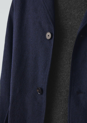 Houndstooth Cotton Wool Jacket | Dark Navy