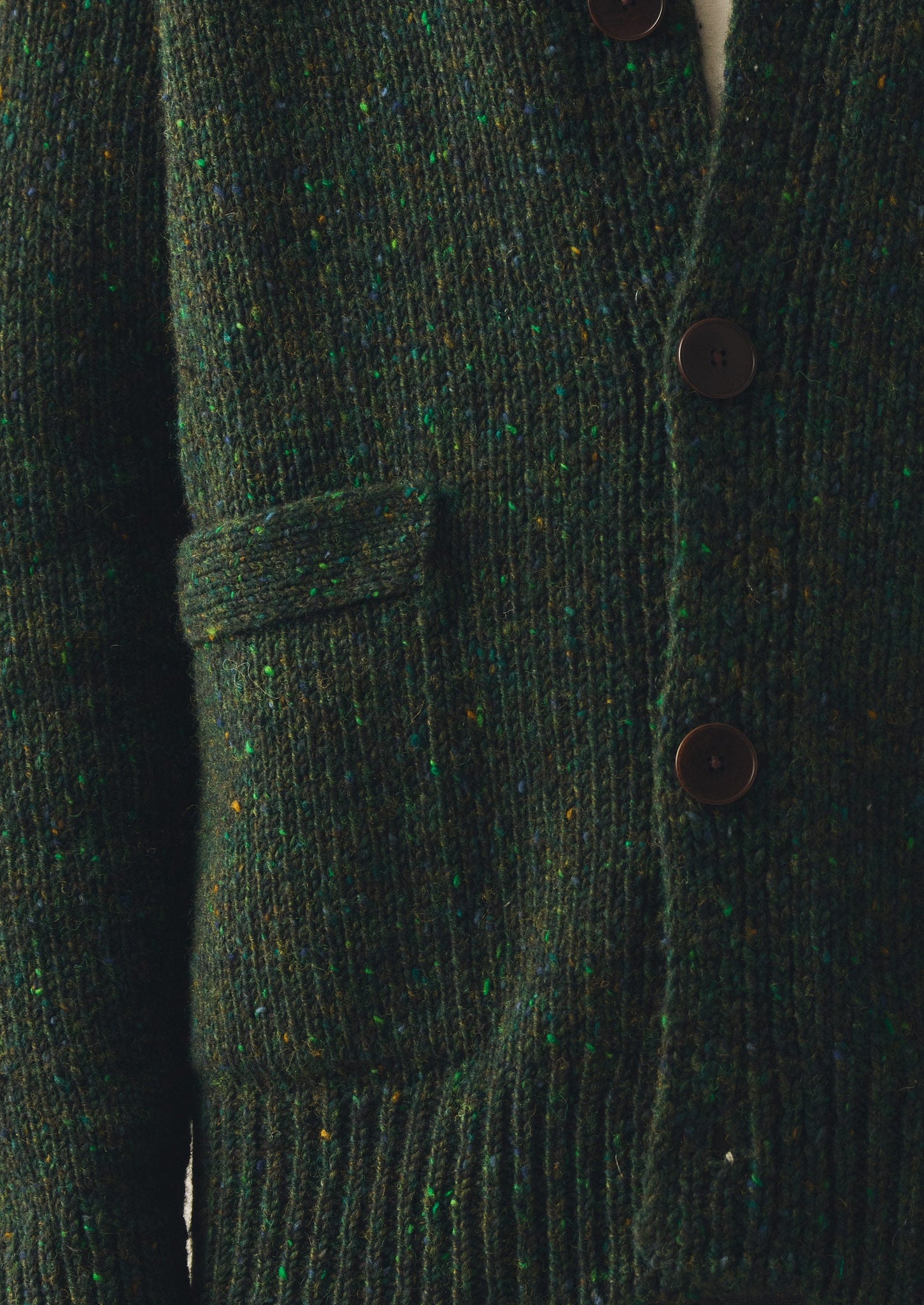 Donegal Wool V-Neck Cardigan | Forest