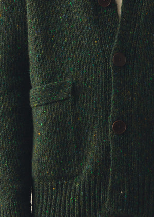 Donegal Wool V-Neck Cardigan | Forest