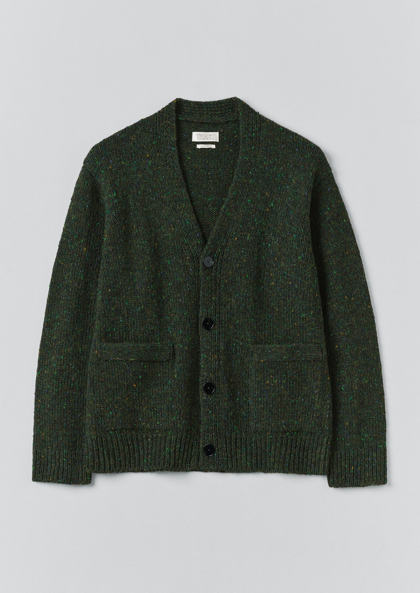 Donegal Wool V-Neck Cardigan | Forest