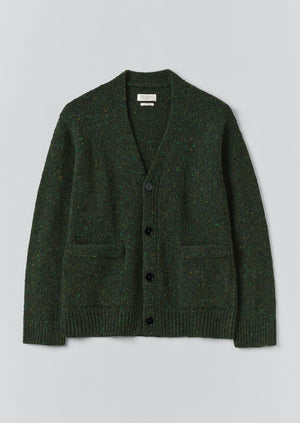 Donegal Wool V-Neck Cardigan | Forest