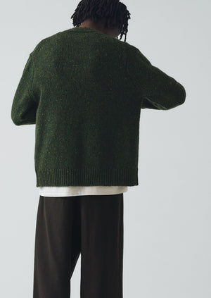 Donegal Wool V-Neck Cardigan | Forest
