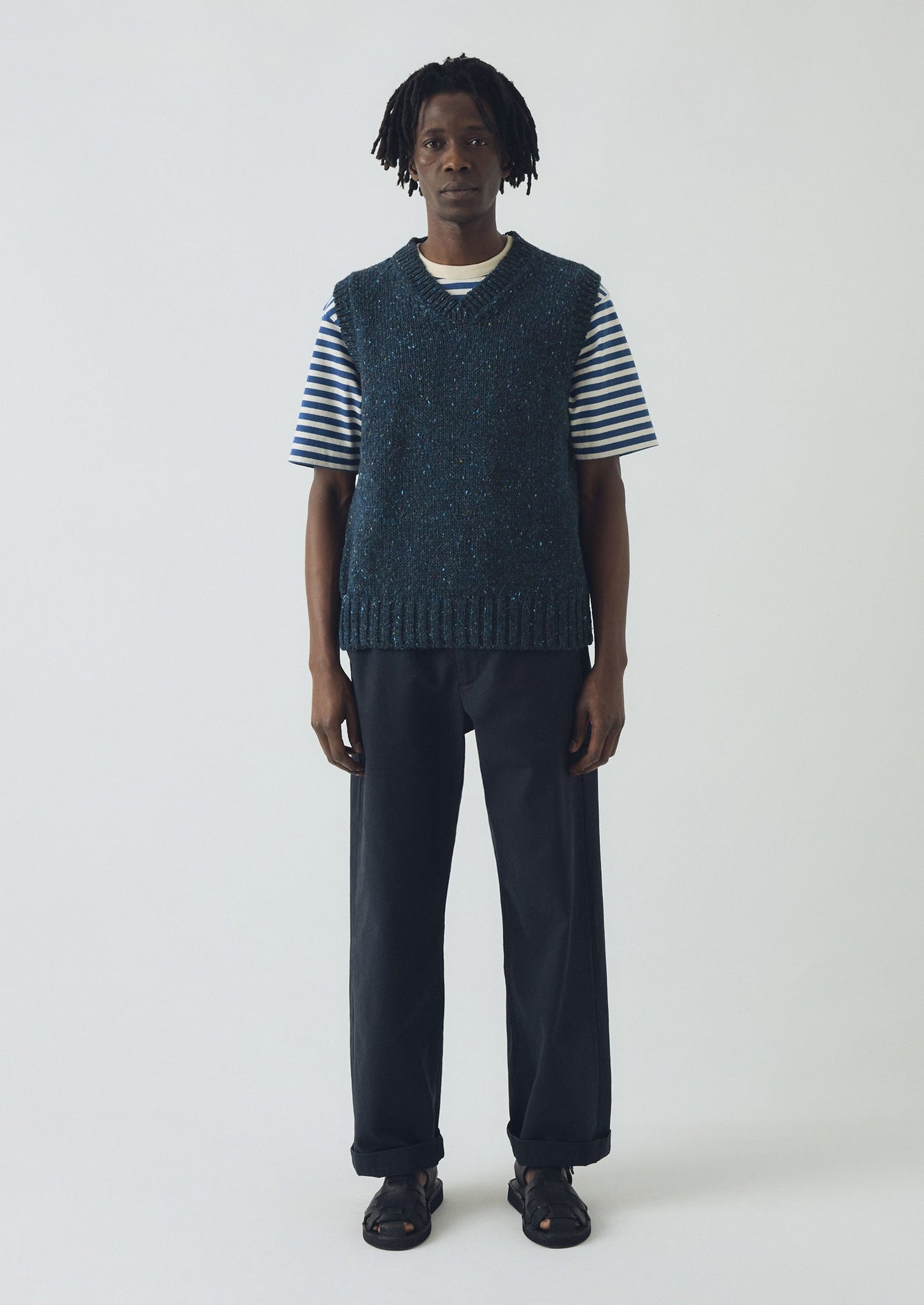 Donegal Wool Knitted Tank | Midnight