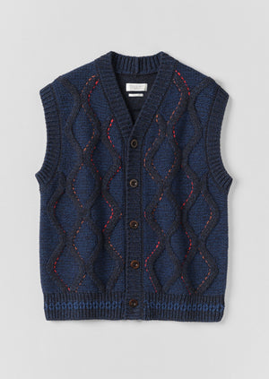 Hand Embellished Button Through Tank | Blue Multi