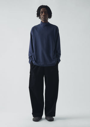 Brushed Cotton High Neck Lounge Top | Ink Blue