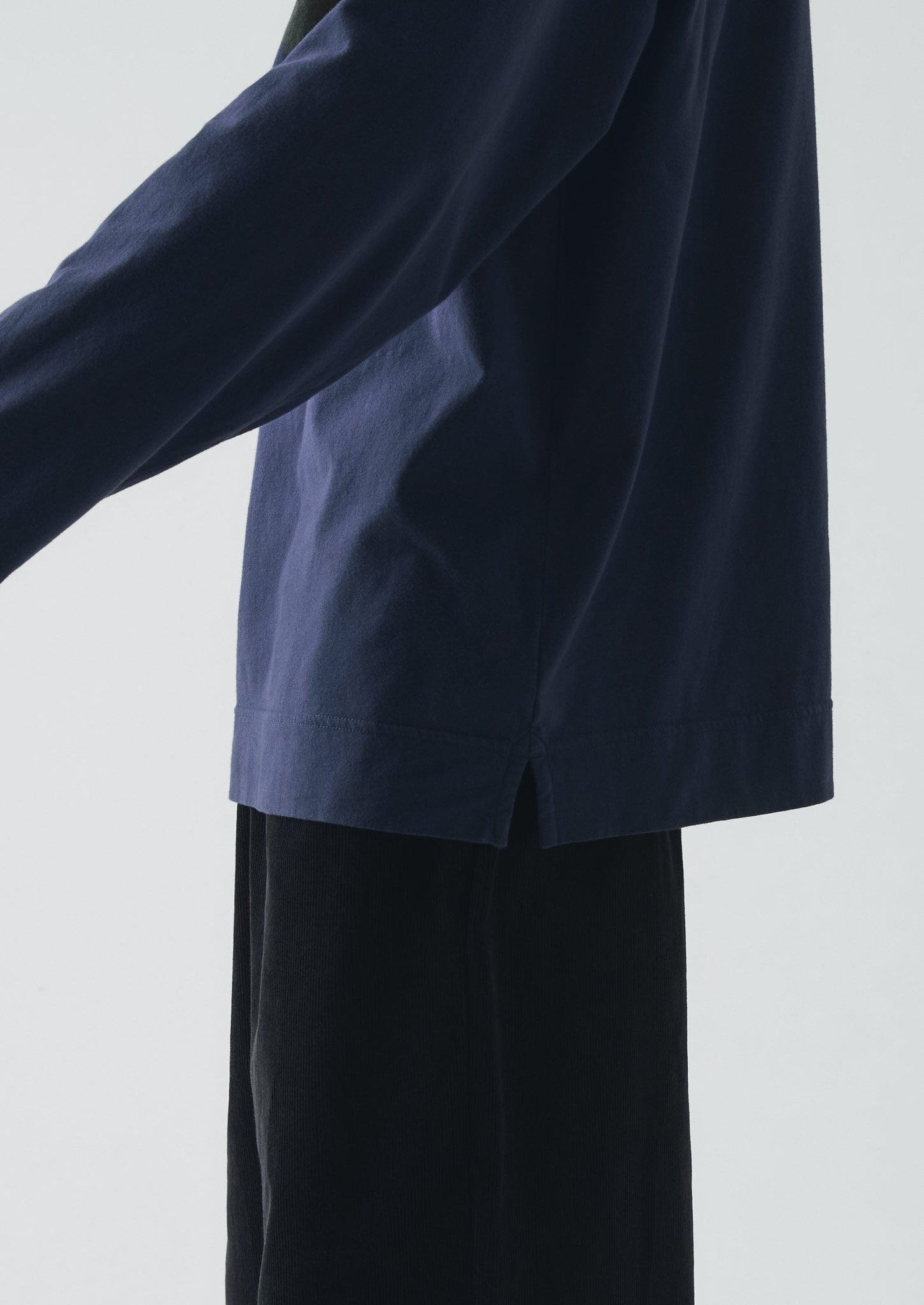 Brushed Cotton High Neck Lounge Top | Ink Blue