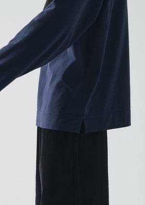 Brushed Cotton High Neck Lounge Top | Ink Blue