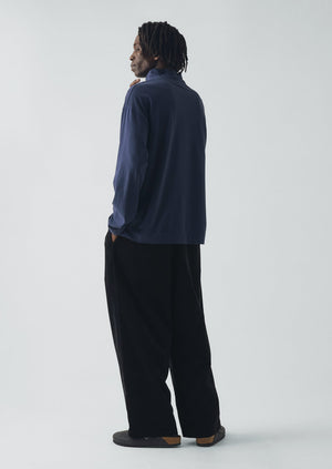 Brushed Cotton High Neck Lounge Top | Ink Blue