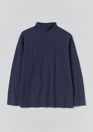 Brushed Cotton High Neck Lounge Top | Ink Blue