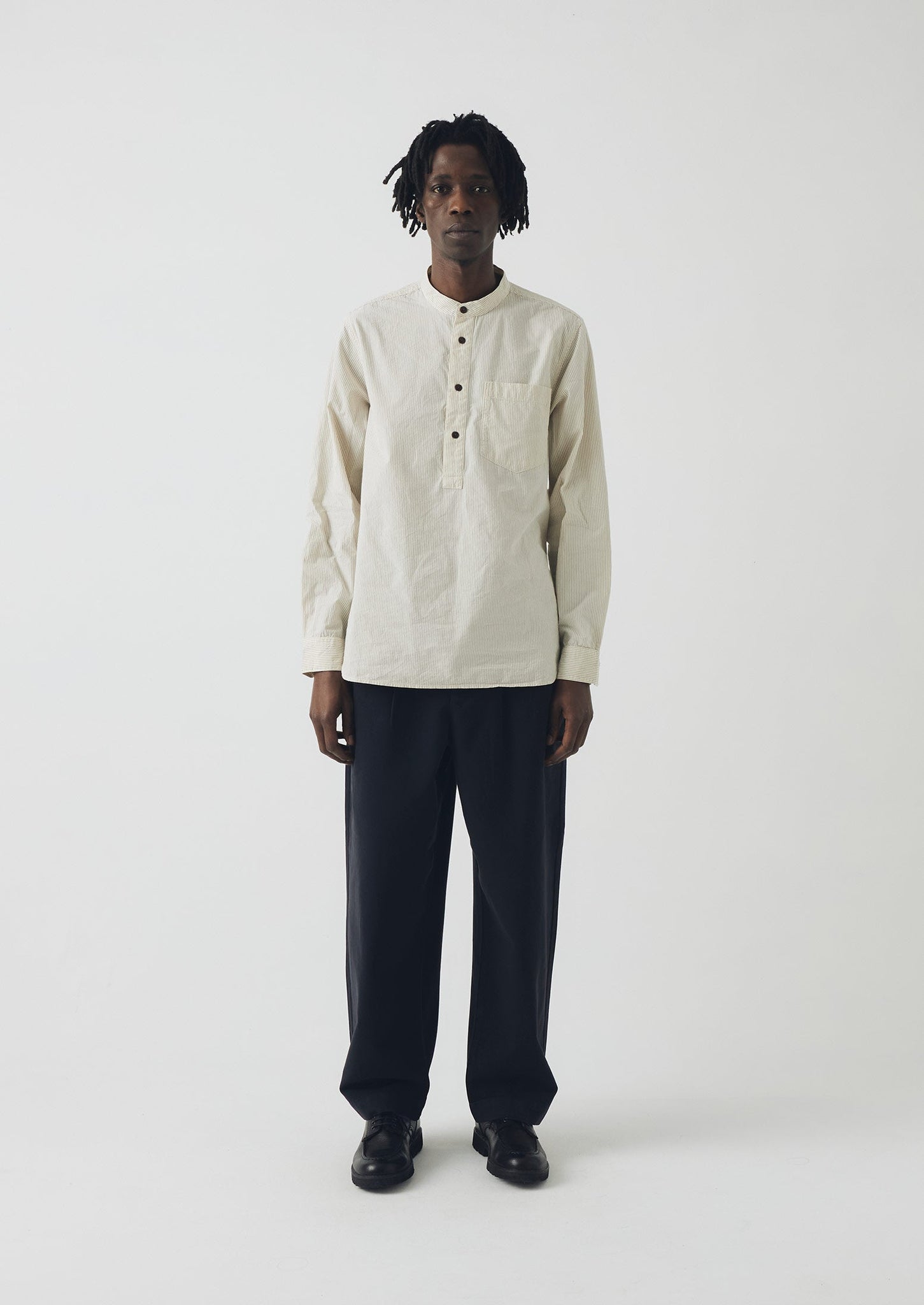 Bill Cotton Canvas Wide Leg Trousers | Dark Navy