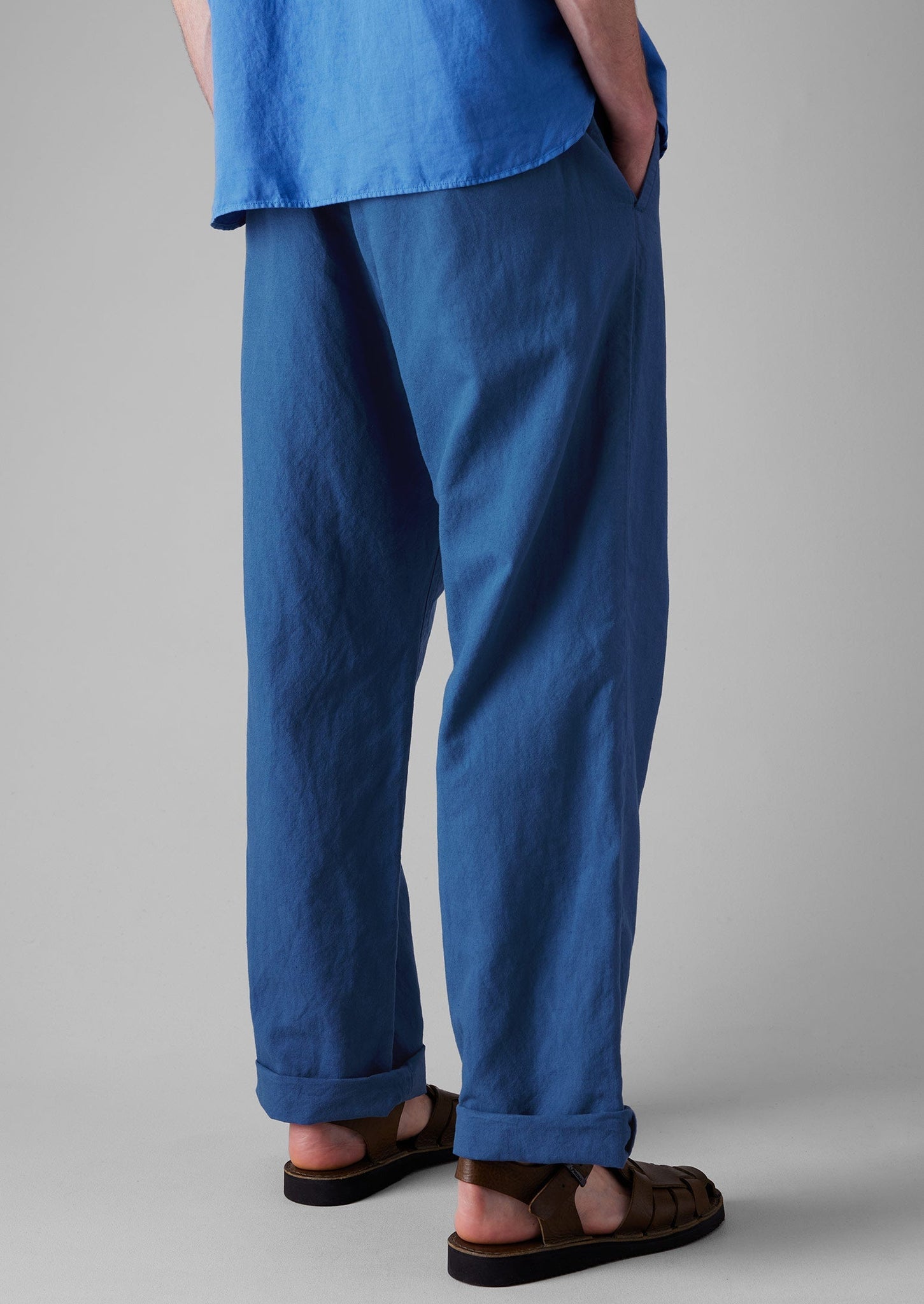 Rory Cotton Linen Drawstring Trousers | Washed Indigo