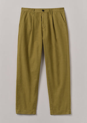 Otto Cotton Pleat Trousers | Warm Olive