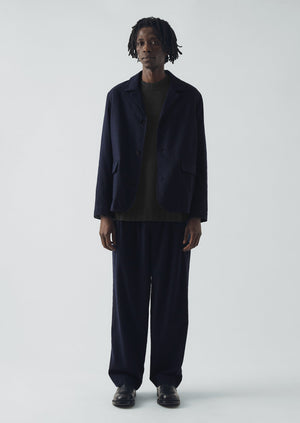 Bill Houndstooth Cotton Wool Trousers | Dark Navy
