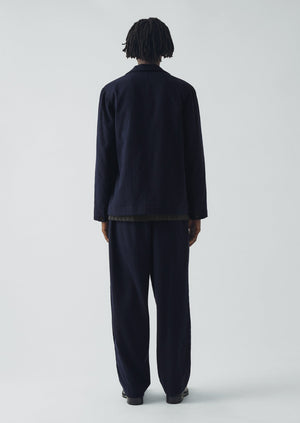 Bill Houndstooth Cotton Wool Trousers | Dark Navy