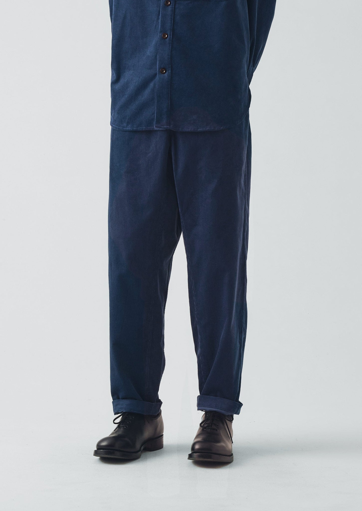 Organic Cord Drawstring Trousers | Denim Blue