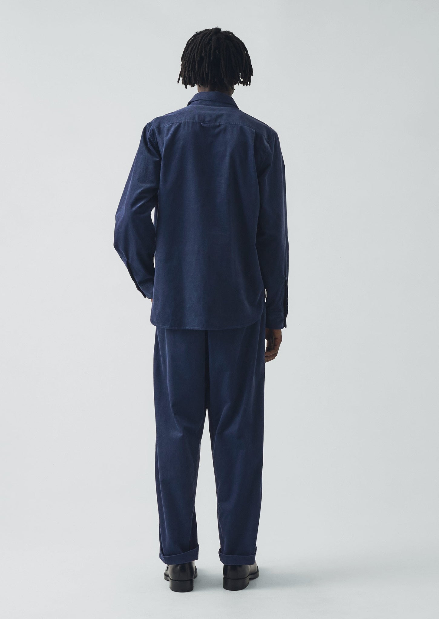 Organic Cord Drawstring Trousers | Denim Blue