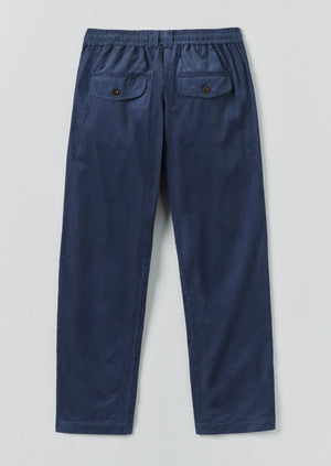 Organic Cord Drawstring Trousers | Denim Blue
