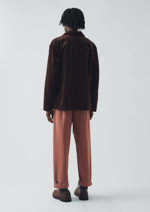 Otto Cotton Herringbone Pleat Trousers | Cacao