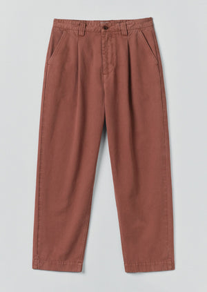 Otto Cotton Herringbone Pleat Trousers | Cacao