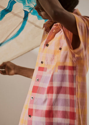 Panelled Check Cotton Shirt | Multi