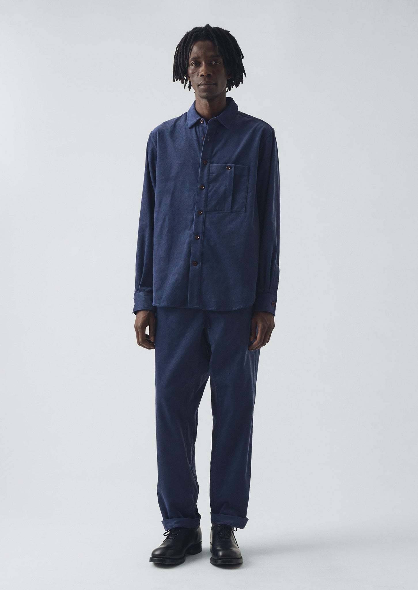 Organic Cord Workwear Shirt | Denim Blue