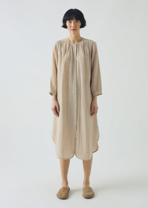 Stripe Crinkle Cotton Nightdress | Sage/Apricot