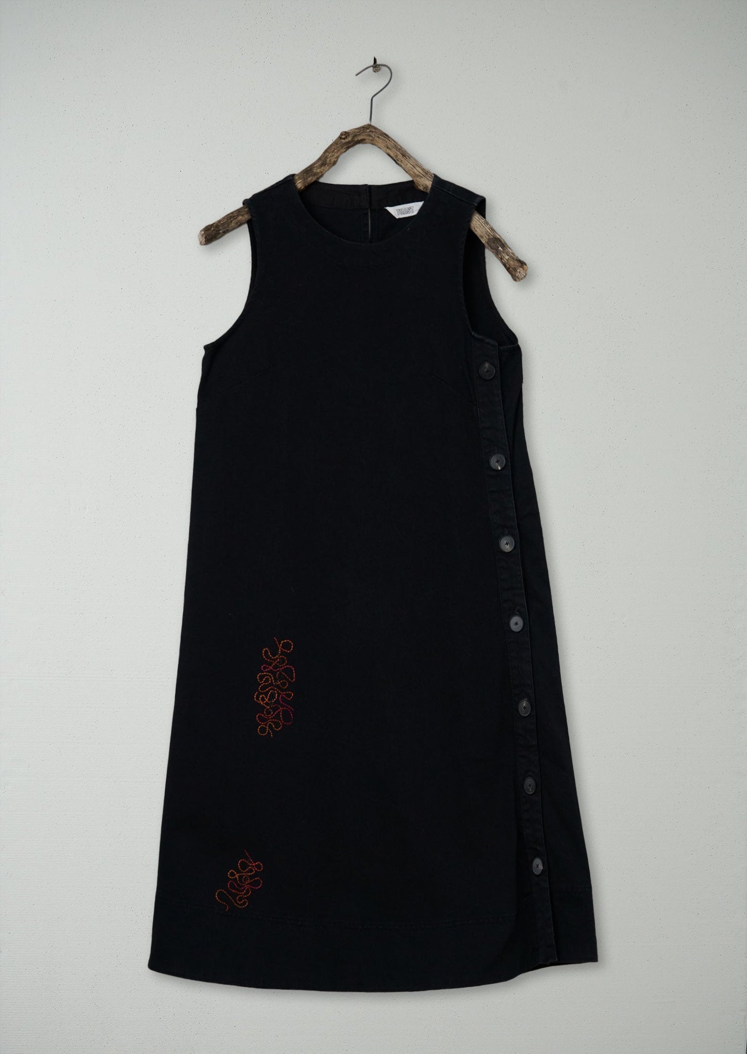 Renewed Black Denim Side Placket Dress Size 6 (110) | Black