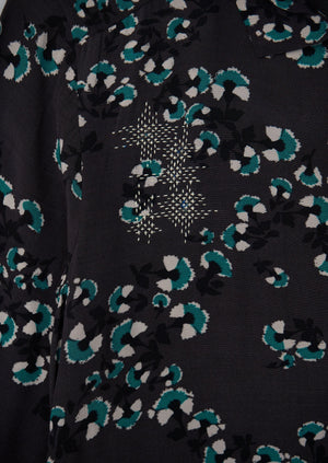 Renewed Ume Floral Print Shirt Dress Size 6 (107) | Steel