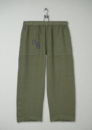 Renewed Garment Dyed Linen Barrel Leg Trousers Size XL (54) | Salvia