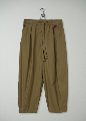 Renewed Cotton Poplin Pleated Trousers Size 12 (52) | Taupe