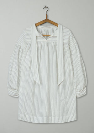 Reworn Stripe Cotton Tie Neck Shirt One Size (647) | Multi