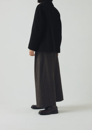 Boiled Wool Textured Short Coat | Indigo