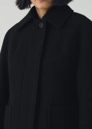 Boiled Wool Textured Short Coat | Indigo