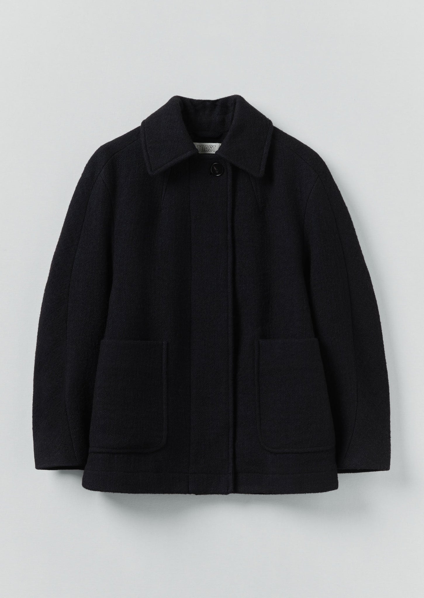 Boiled Wool Textured Short Coat | Indigo