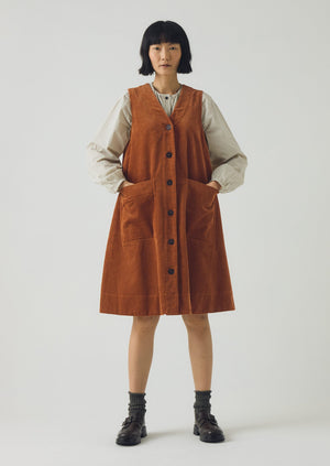 Organic Cord A Line Dress | Burnt Sienna