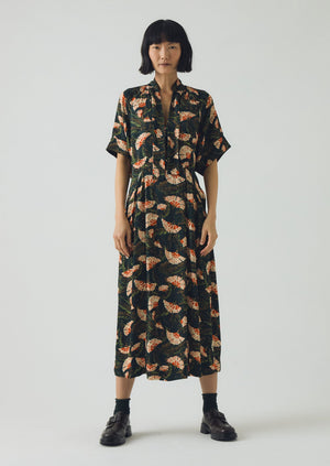 Bryn Dianthus Print Dress | Midnight Green