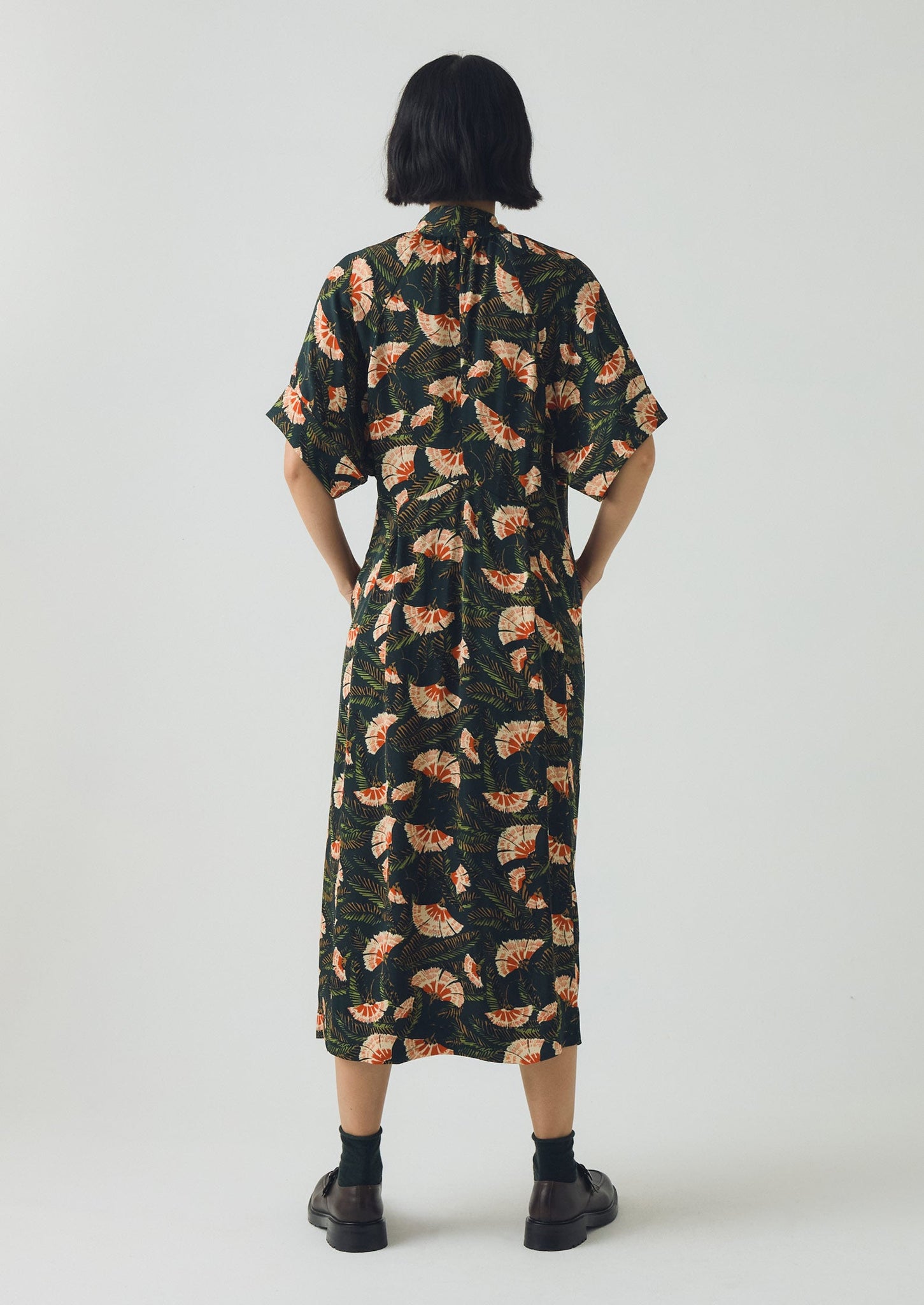 Bryn Dianthus Print Dress | Midnight Green